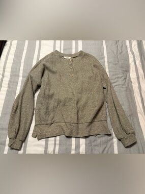 Cherish Olive Green Henley Knit Sweater